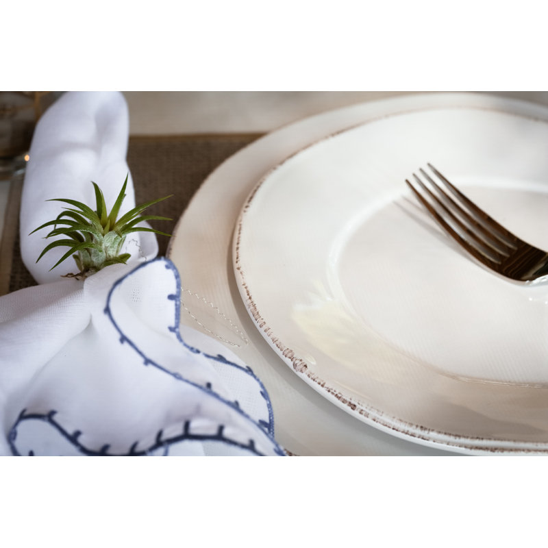 Lastra Handmade Italian Stoneware Dinner Plate, Linen