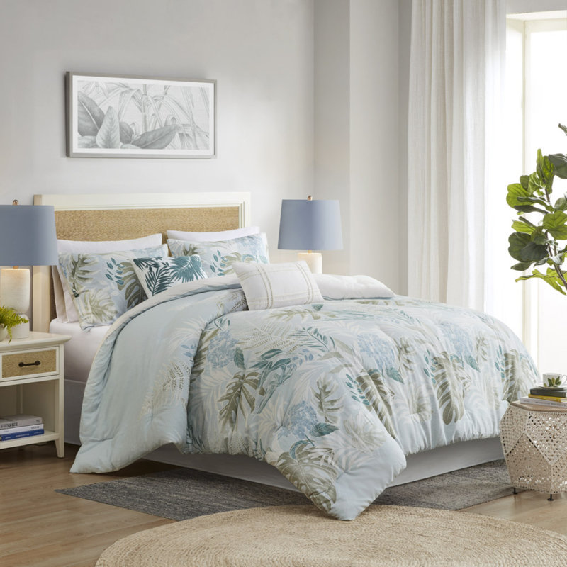 Ensembles de literie en coton surdimensionnés confortables de style tropical bleu pour une maison confortable