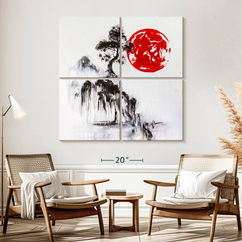 Japon, paysage abstrait, H 57 po x l 57 po