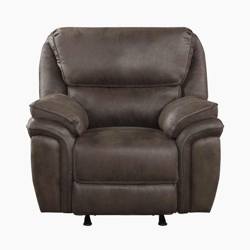 Chaise berçante inclinable moderne et contemporaine en microfibre polie 44,5 po Lineham, Berçant, Brun