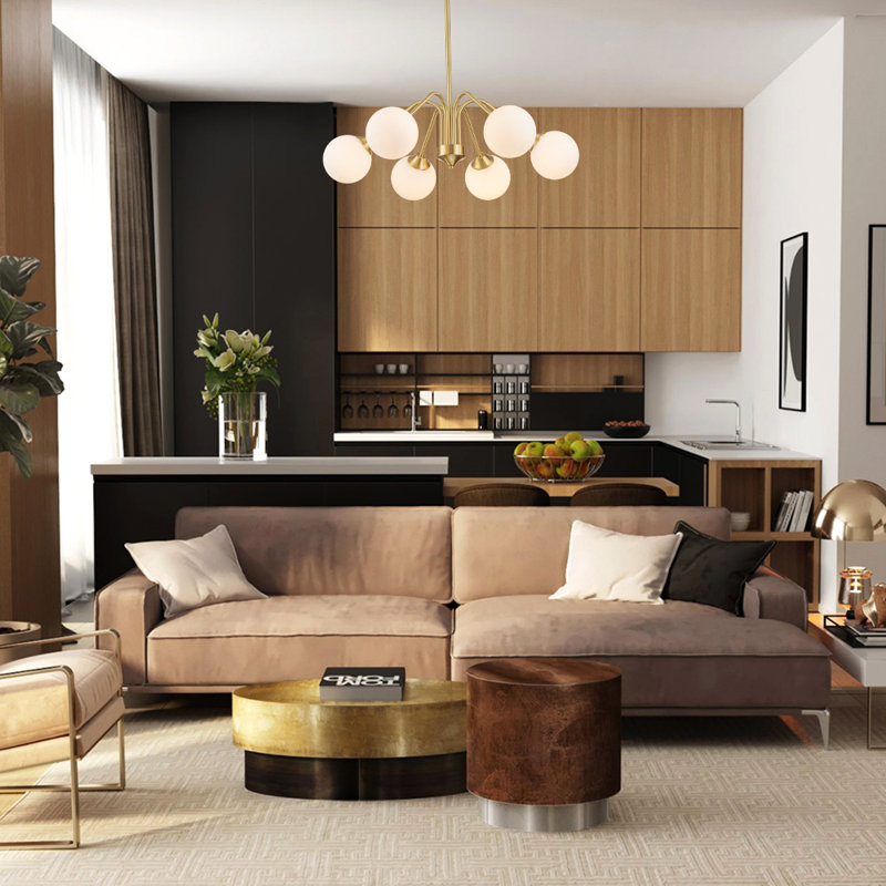 6 - Light Sputnik Chandelier with Glass Accents