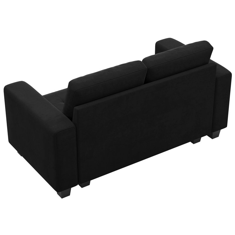 Shavera 59.8'' Wide Velvet Small Sofa Love-seat Couch Apartment Sofa Hallway Sofa, Black