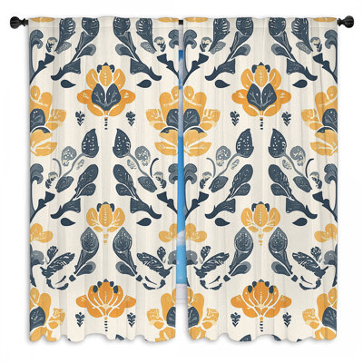 Rideaux de fenêtre à motif floral nature campagne française - 2 panneaux