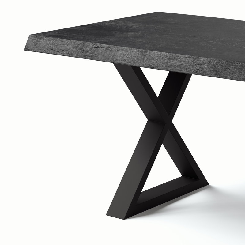 Colin X-Base Dining Table, White Wash, 79" L x 40" W, Brass