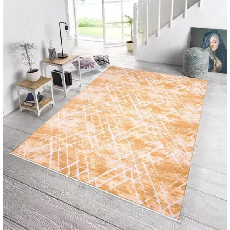 Geometric Indoor / Outdoor Area Rug, Yellow, Rectangle 120 x 170 cm