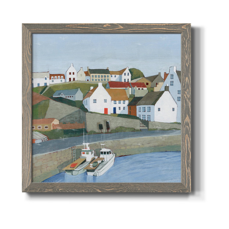 Old Coast Town I - Toile encadrée de qualité supérieure - prête à être accrochée, H 27,5 po x l 27,5 po x P 1,5 po