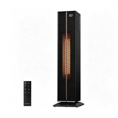 32” Space Heater with 120° Oscillation,  5 Heat Levels, 3 Modes, Multiple Safety Protections, Black Ceramic Tower Heater for Bedroom