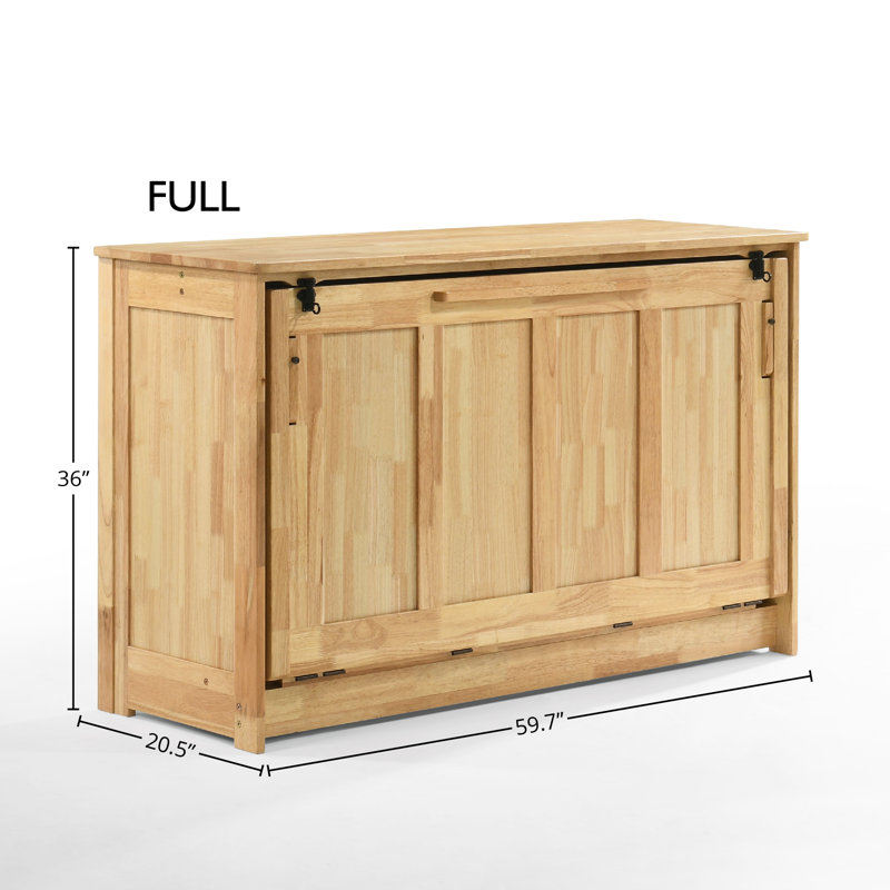 Lit escamotable avec rangement bas Issabella, Double, Naturel
