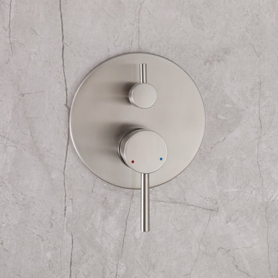 Système de douche rond à 2 réglages de 10 po comprenant une pomme de douche à effet pluie et un douchette à main avec valve à pression équilibrée