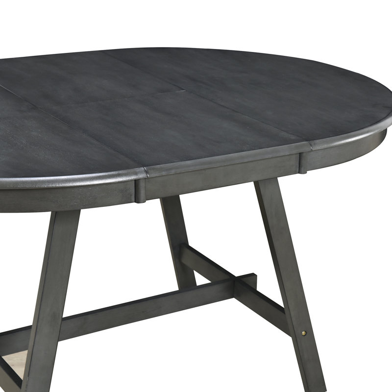 Table de salle à manger extensible de style rétro - Gris, fabrication artisanale de qualité gris sidéral, Gris