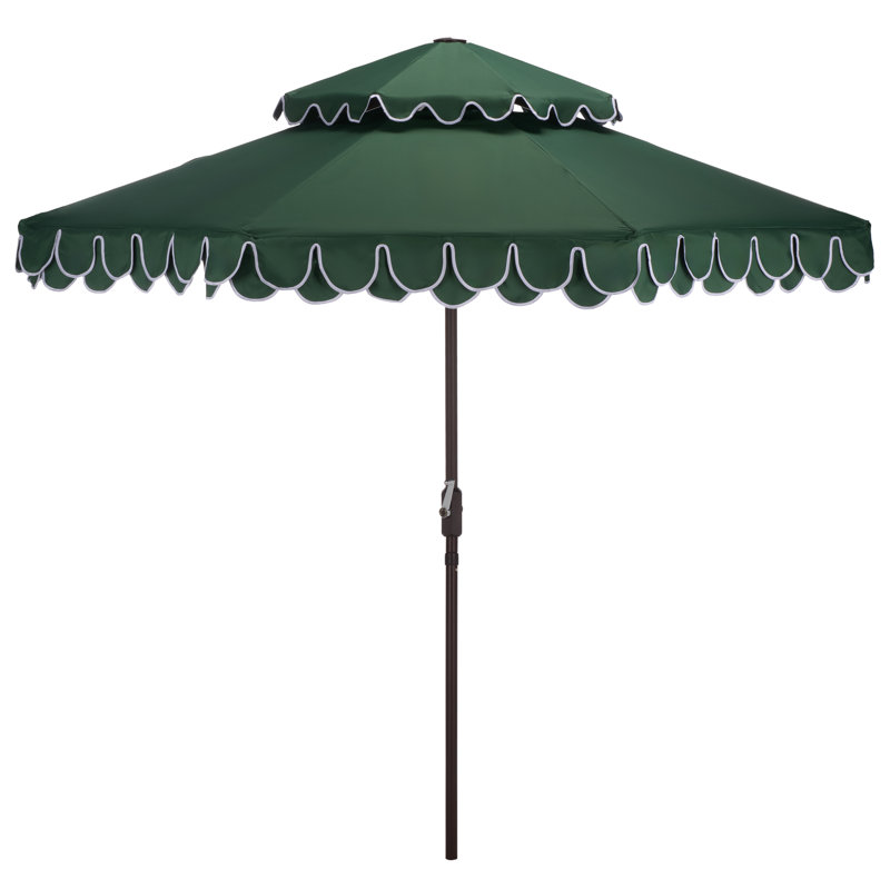 Outdoor Roslyn Crank Outdoor Umbrella, Hunter Green/Ivory