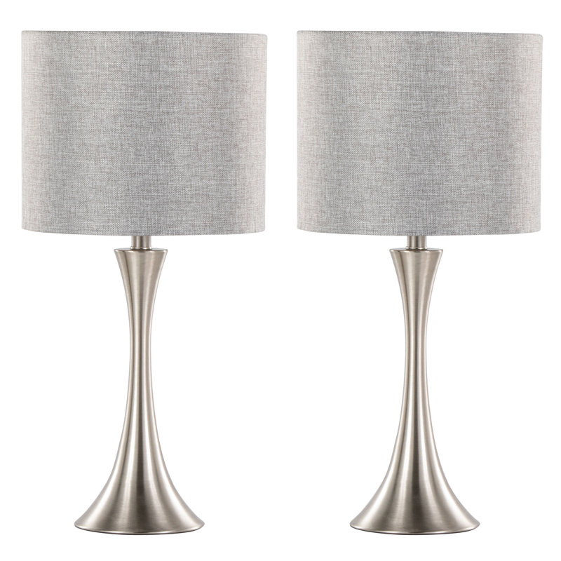 Adonis Metal Lamp, Polished Nickel, Sparkly Gray