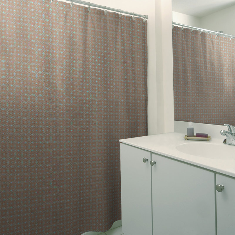 Rideau de douche simple Katelyn Elizabeth, Brun et bleu