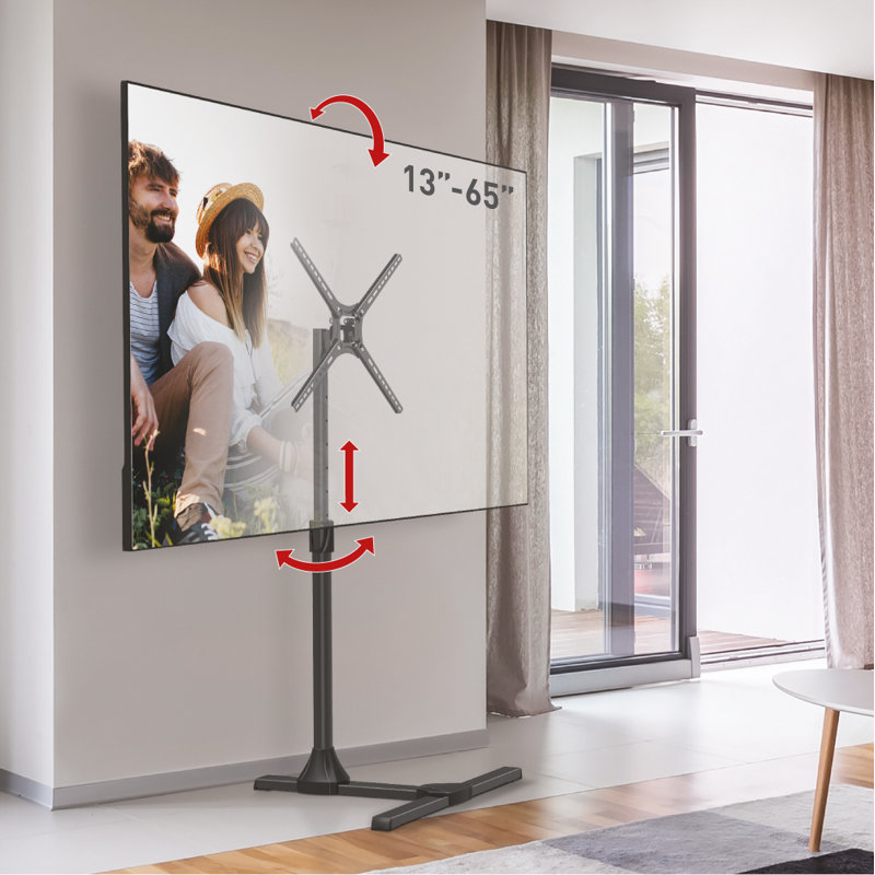 Barkan Black Adjustable Floor Stand TV Mount for 13-65 Inch Screens