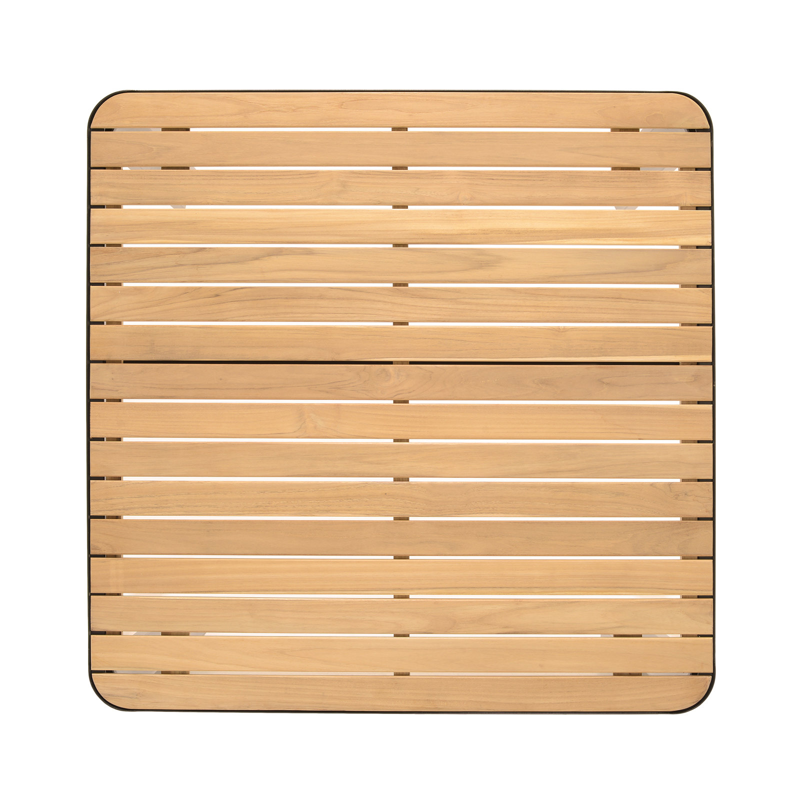Brix Teak Patio Coffee Table, Oak, 28.2" W x 28.2" L x 12.8" H, Black 2