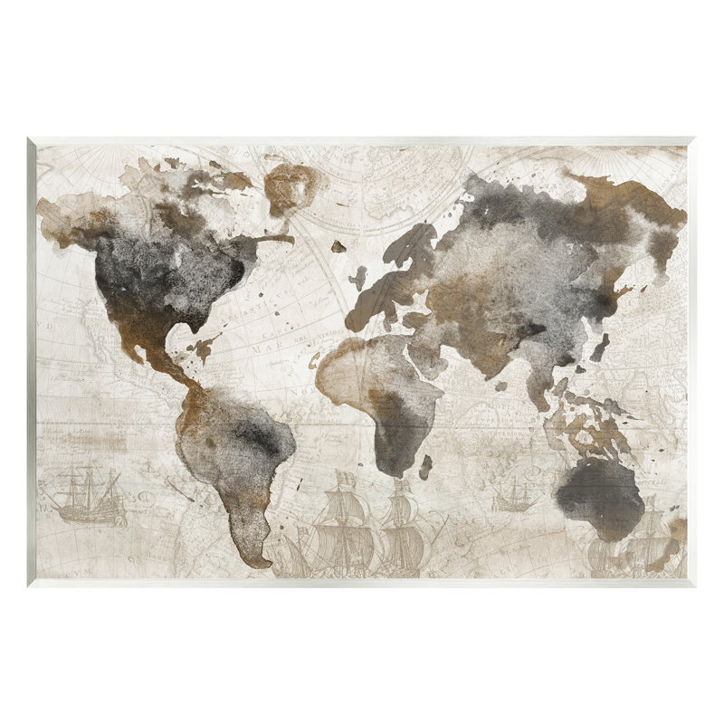 Carte du monde rétro vintage par Conrad Knutsen, impression, H 10 po x l 15 po x P 0,5 po, Mdf