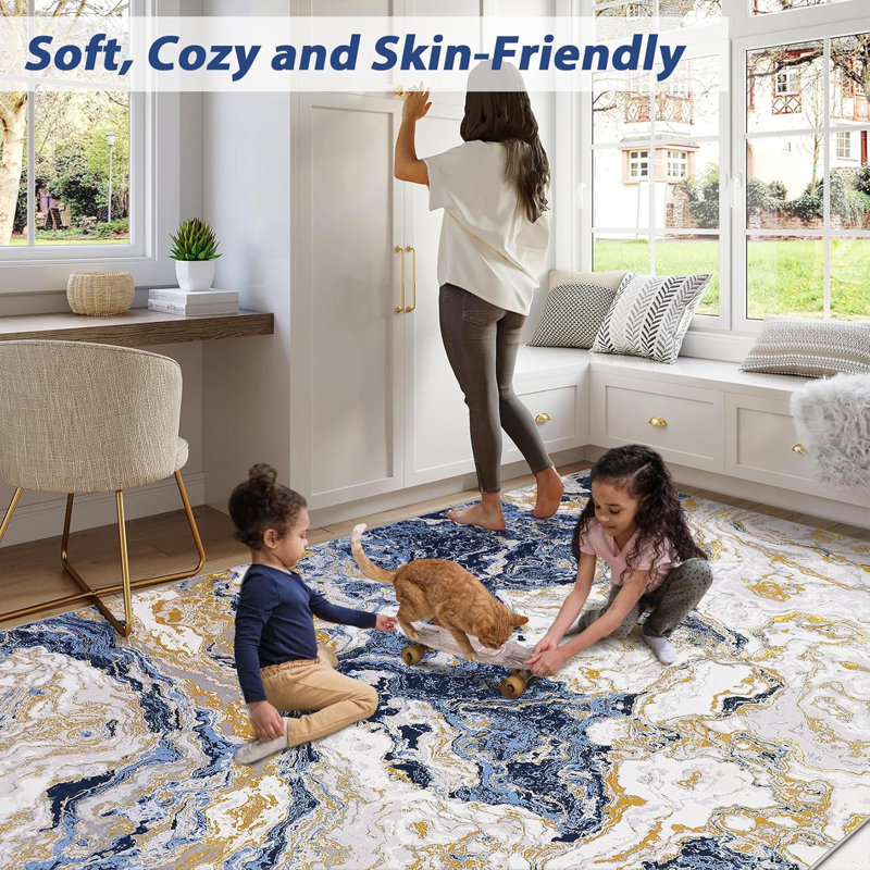 Modern Marble Rug, Rectangle 6' x 9'