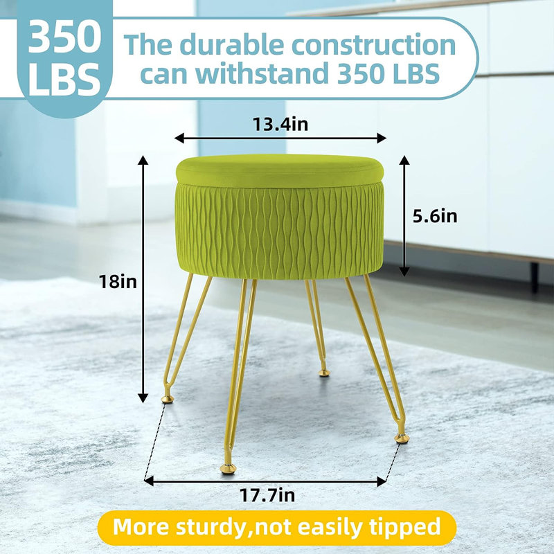 Nirah Steel Accent Stool, Matcha Green