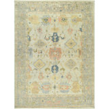 Normandy Hand Knotted Wool Ikat Area Rug in Green