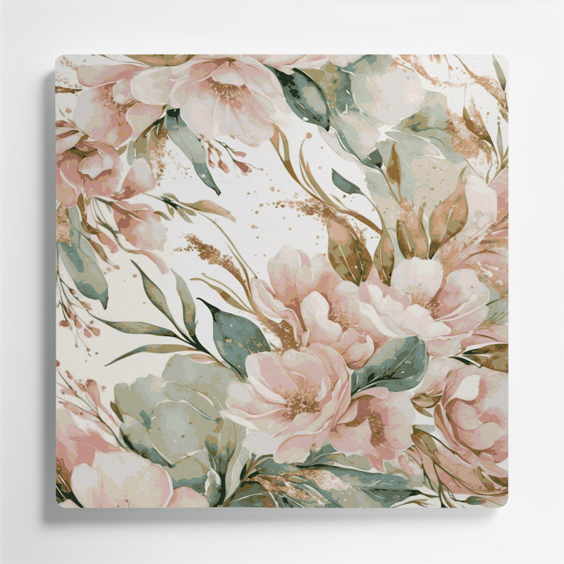 Aquarelle florale 11, art mural gris en métal, H 16 po x l 16 po