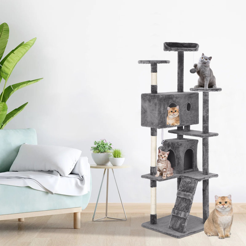 Tour pour arbre à chat Derrell, Gris clair, H 54 po x l 20 po x P 20 po