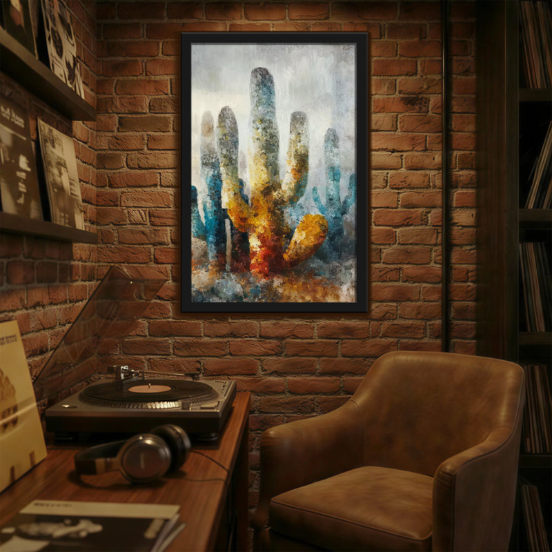 «Plants & Flowers Abstract Cactus Desert Landscape», reproduction d'art, H 36 po x l 24 po
