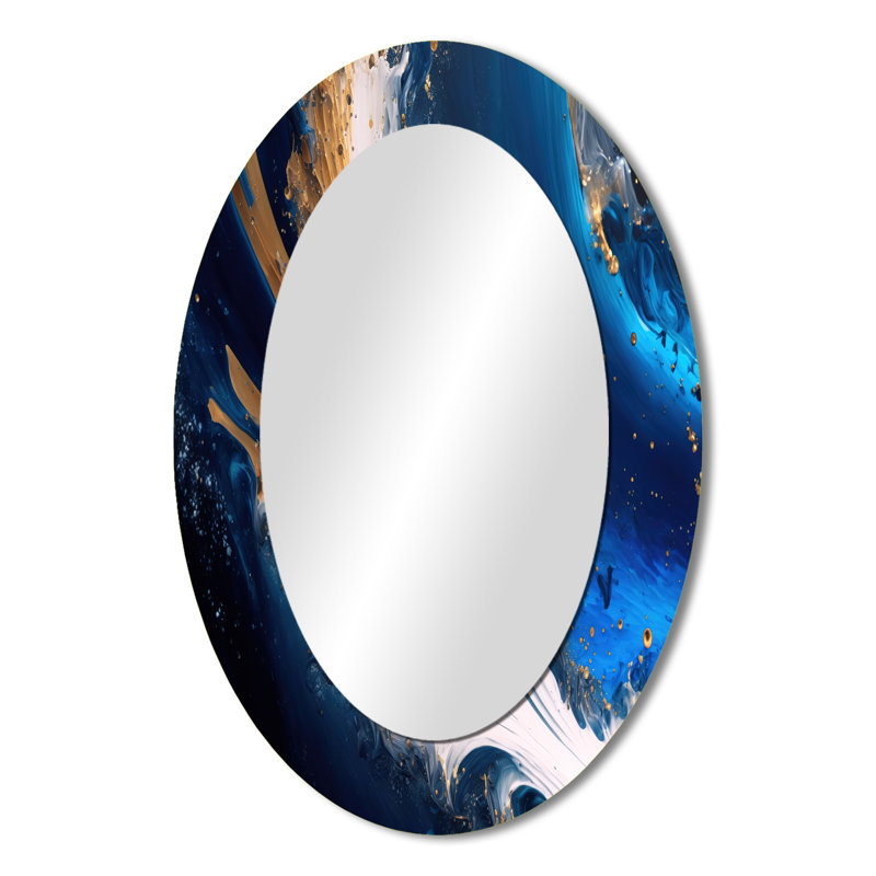 Ice Paint Splash III - Miroir mural moderne ovale, 36 po x 24 po