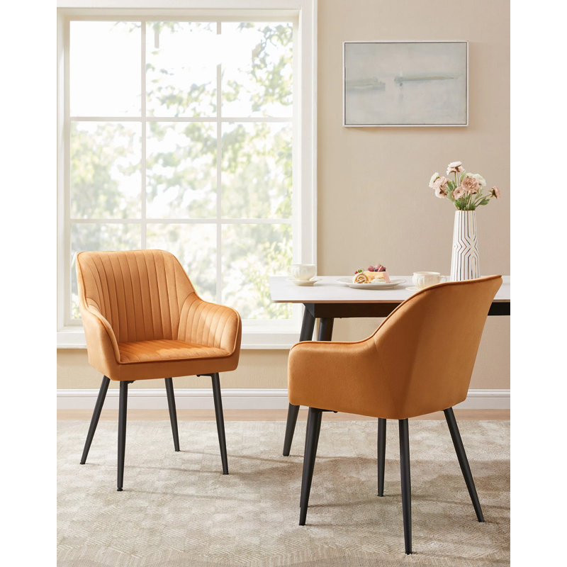 50cm H Tufted Velvet Upholstered Metal Armchair in Brown