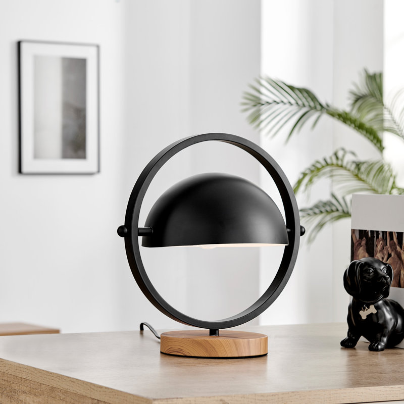 Metal Novelty Lamp, Black/Wood