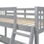 Lit mezzanine simple en bois en forme de L avec échelle et 2 bureaux intégrés en forme de L