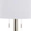 Lampe de table contemporaine en métal de 29 po avec abat-jour en nickel poli et lin blanc Master - ensemble de 2