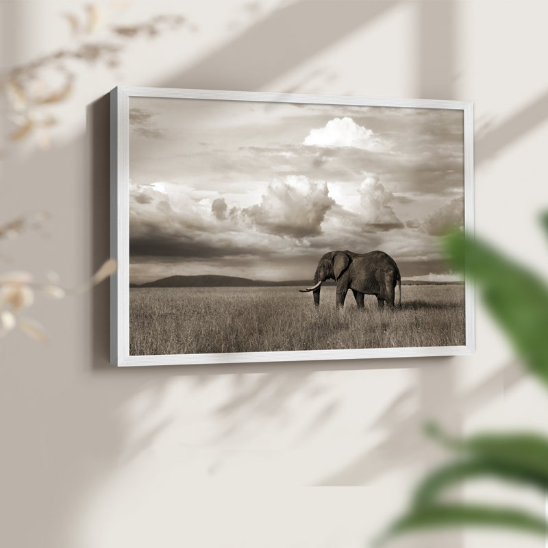 Maasai Majesty Sepia -Framed Print - Restickable, H 8 po x l 10 po, Blanc