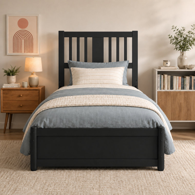 Lit plateforme avec rangement en bois Graham, Twin XL, Black
