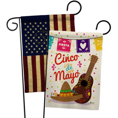 Double Sided 18.5 in. H x 13 in. W Polyester Cinco de Mayo Garden flag
