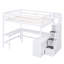 Lit mezzanine double avec bureau intégré en forme de L, tablettes de rangement à trois niveaux et escalier de rangement, lit mezzanine pour enfants-1364175884