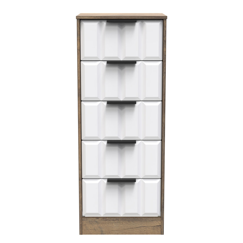 Arnesto Bedside Table, White Matt/Vintage Oak
