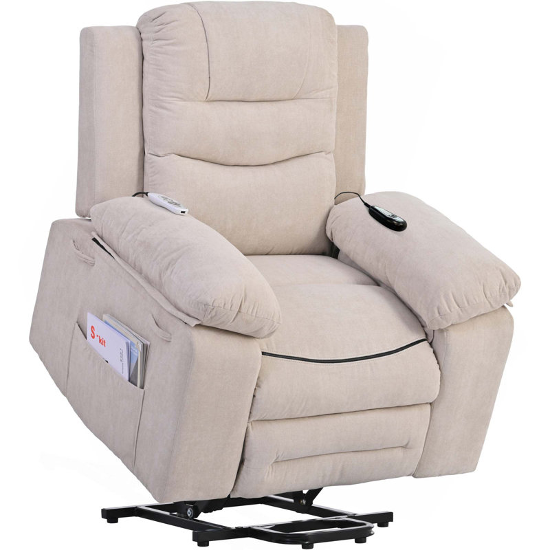 Fauteuil inclinable de massage, fauteuil releveur électrique pour personnes âgées avec fonction de massage et de chauffage réglable, fauteuil inclinable avec position infinie et poche latérale