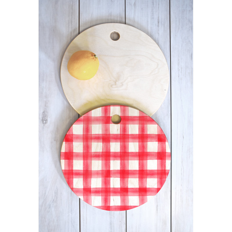 Planche à découper en bois de bouleau East Urban Home, Rectangle, Rouge