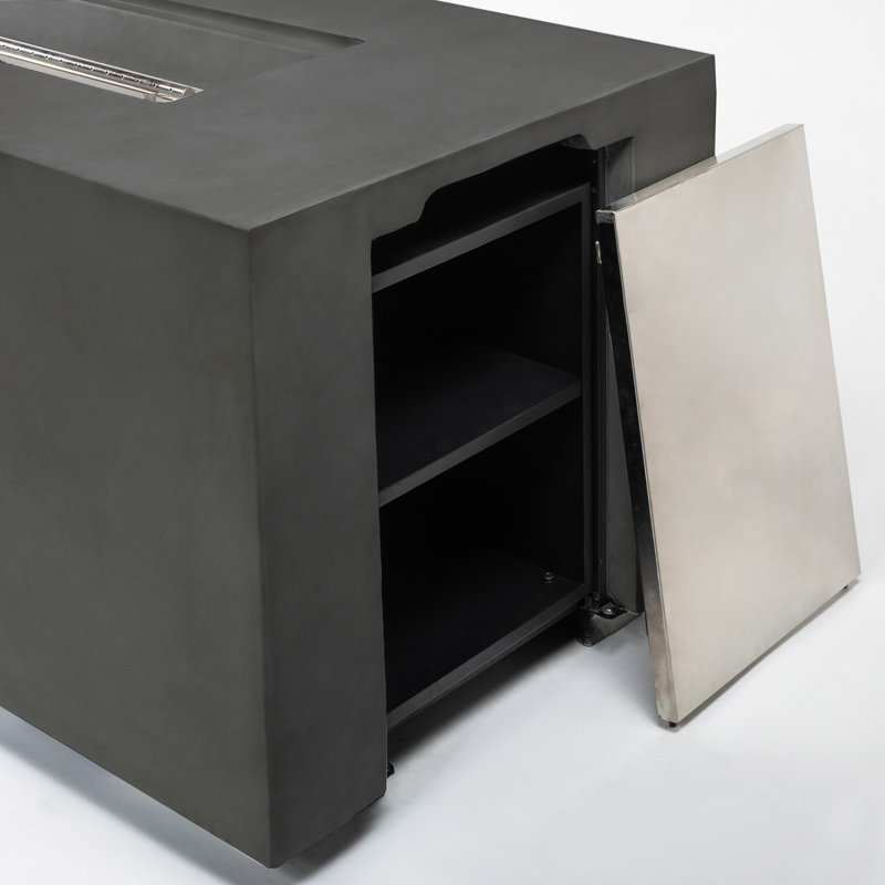 70" Concrete Large Fire Pit Table with Lid, Dark Gray