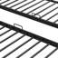 Lit superposé double au-dessus de simple avec structure en métal, vertical, rails à quatre côtés et tablette pour ranger les ceintures