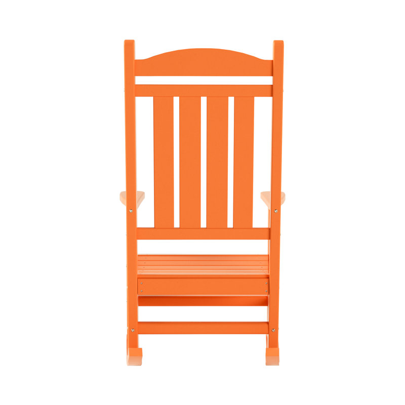Chaise berçante d'extérieur en plastique avec table de bout Laguna, Orange