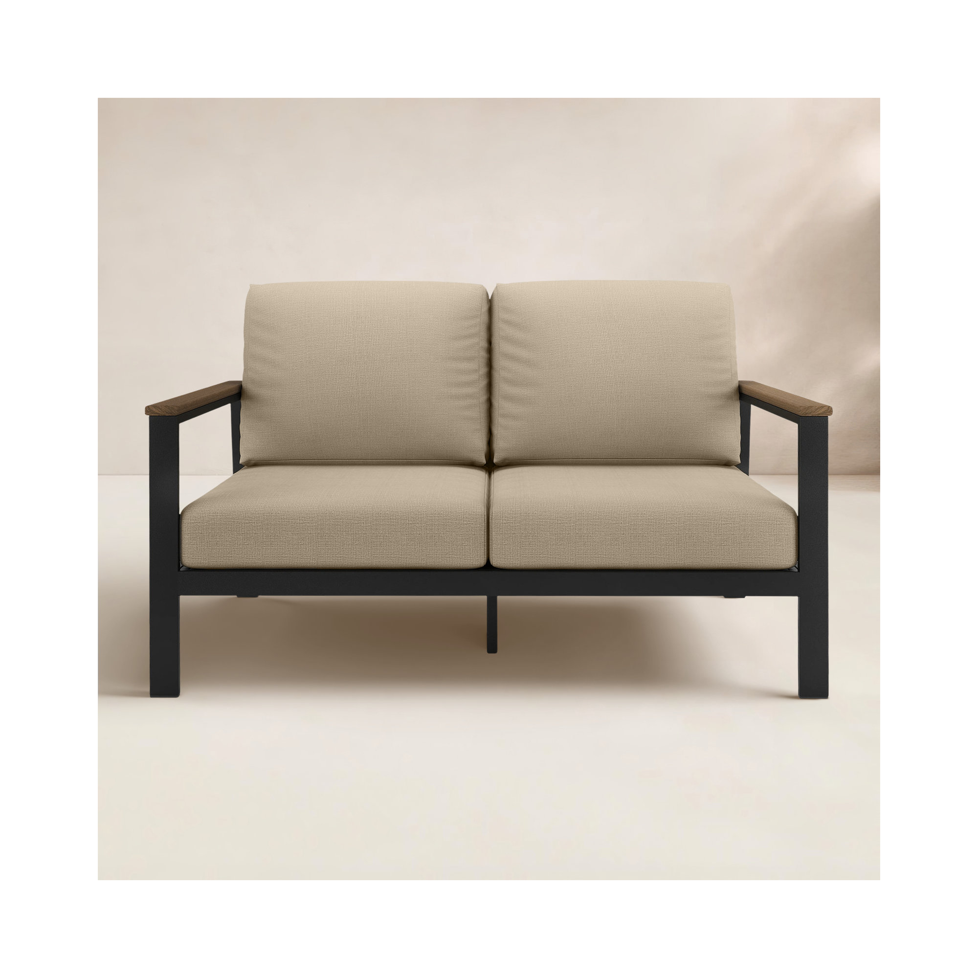 Townsend Loveseat with Sunbrella Cushion, Cast Ash Sunbrella® Plainweave, Brown