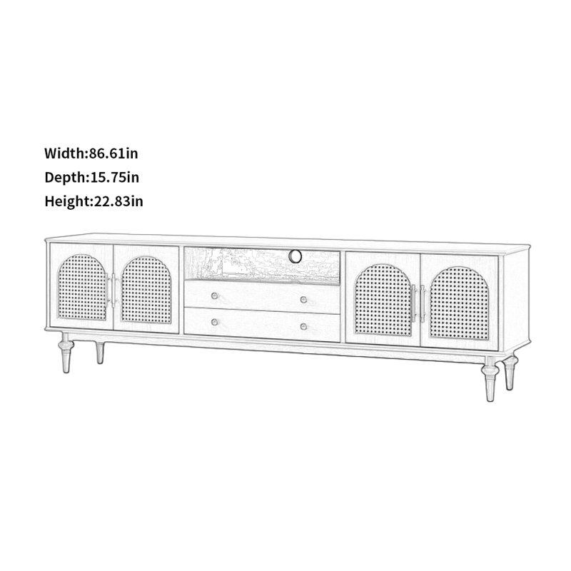 Meuble télé simple et rétro, H 22,83 po x L 86,61 po x l 15,75 po, Marron foncé