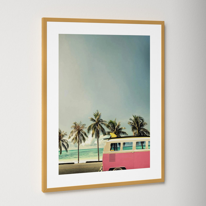 Surf Bus Pink by Design Fabrikken, Gold, 19.5" H x 15" W x 0.75" D