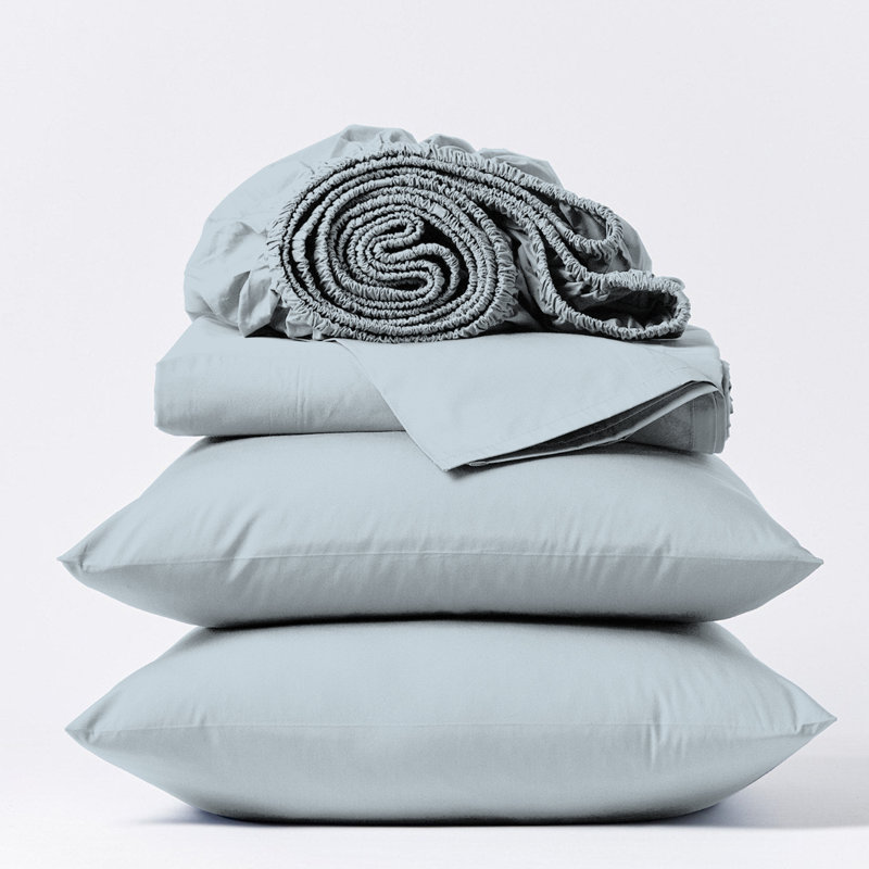 Ultra-Soft & Silky 600TC Wrinkle-Resistant Cotton-Rich Sheet Set, King Sheet Set with 2 Pillowcases, Light Gray