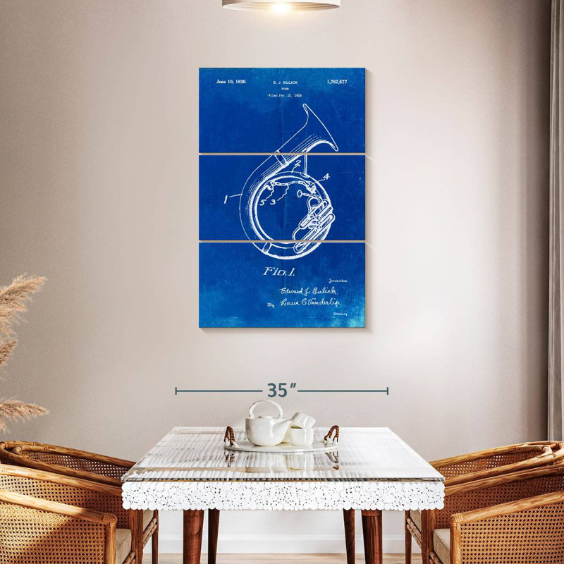 Faded Blueprint Sousaphone Laelle Poster, 45" H x 28" W