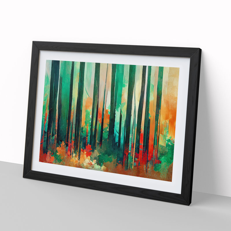 XH1022-7138X Pretty Abstract Forest Vol.6 - Single Picture Frame Print, 34cm H x 46cm W, Black