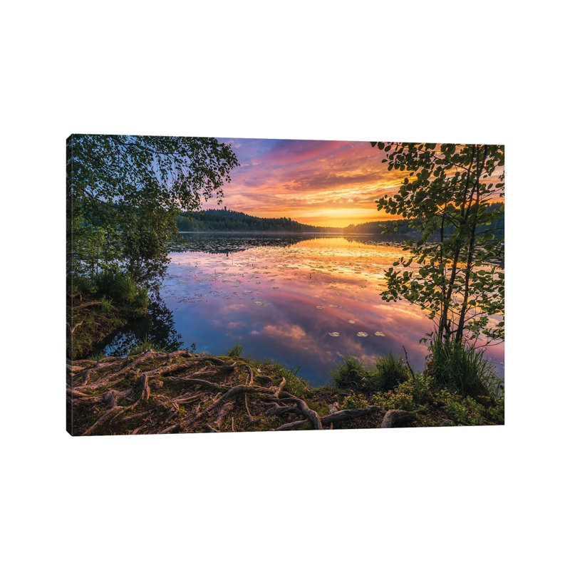 Summer Evening At Aulangonjärvi by Lauri Lohi - Wrapped Canvas Print, 20.32 cm H x 30.48 cm W