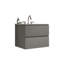 Meuble-lavabo 24 po gris espace avec compartiments de rangement supplémentaires et trois trous de robinet de style élégant-1445258674