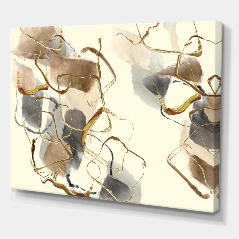 Gold Glam Squares V - reproduction d'art sur toile, H 24 po x l 36 po x P 1 po, Toile tendue